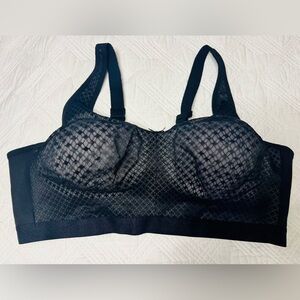 Cacique Black Mesh Unlined Full Coverage No Wire Bra 46DDD